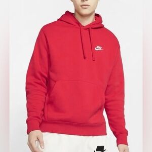 Nike Sportswear Club Fleece embroidered hoodie sweater sweatshirt red swoosh